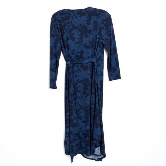 ✨ H Halston Midi Dress Wrap Summer Navy Blue Lightweight Small - Picture 3 of 9